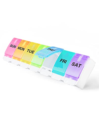 BUG HULL Weekly Pill Organizer - Large Capacity, Easy to Open