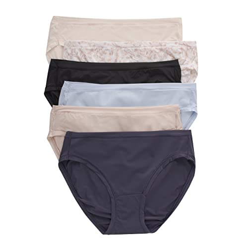 Hanes Women's Bikini Stretch Panties, Cooling Microfiber Underwear, 6-Pack