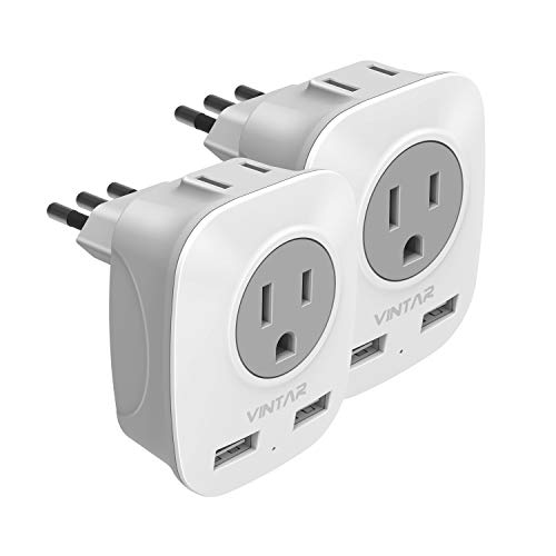 VINTAR 2-Pack Italy Travel Power Adapter