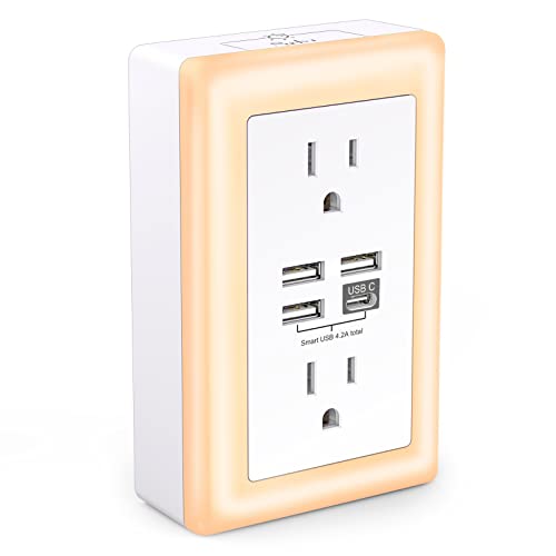 Versatile USB Wall Charger with Surge Protector and Night Light