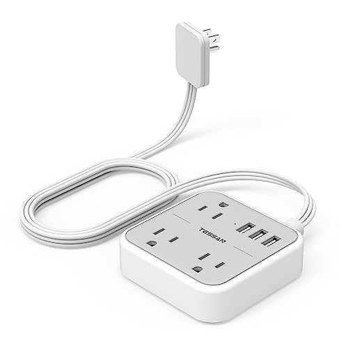 TESSAN Ultra Thin Flat Extension Cord with USB Ports