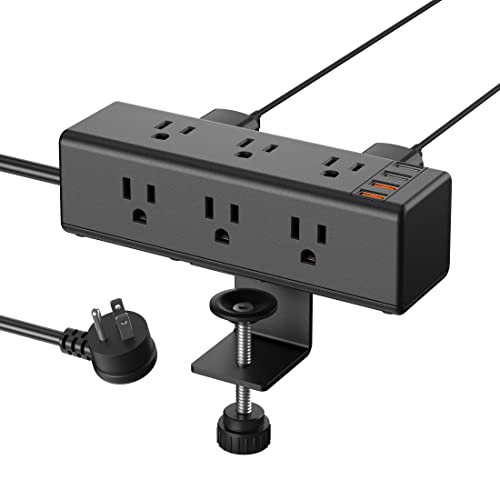 Compact Desk Clamp Power Strip with 9 Outlets