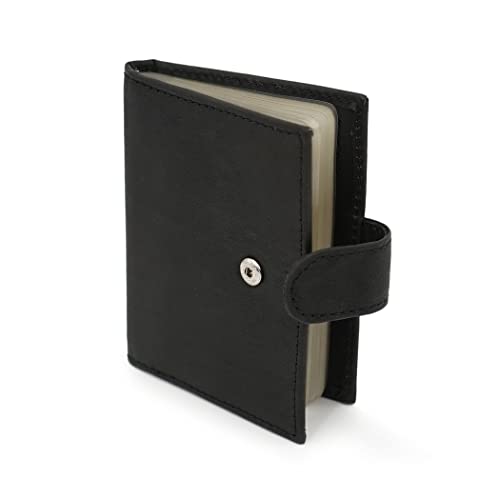 ag wallets Leather Credit Card Holder with Snap Closure (Black_RFID)