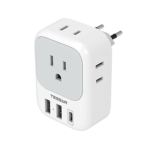 European Travel Plug Adapter with USB C