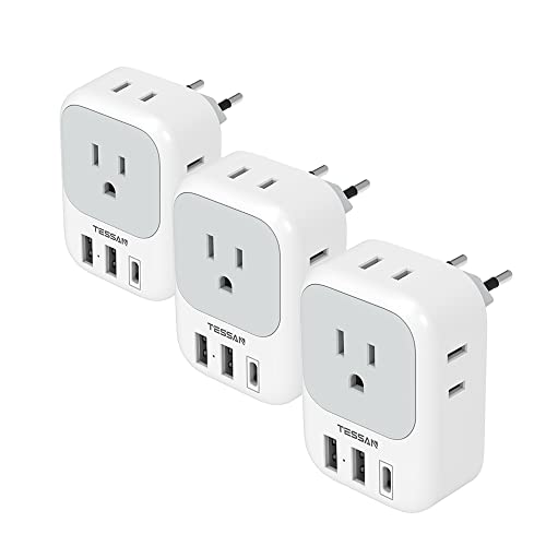 TESSAN European Travel Plug Adapter USB C