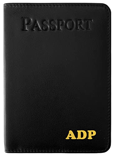 Monogrammed Leather RFID Passport Cover Holder