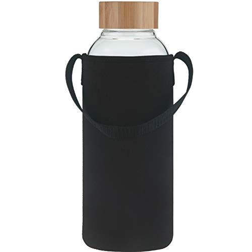 Ferexer Glass Water Bottle with Bamboo Lid