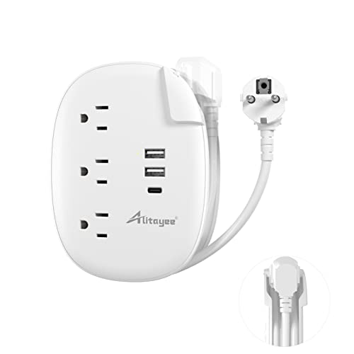 Alitayee European Travel Plug Adapter with USB Ports