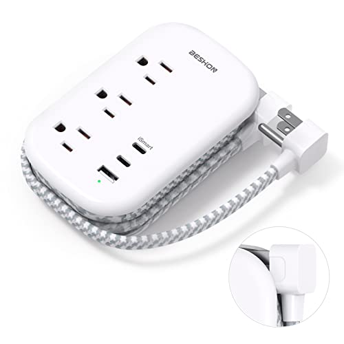 BESHON Flat Plug Power Strip - Travel Essentials