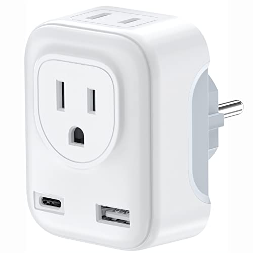 European Travel Adapter with USB Ports - Type E/F Power Adapter