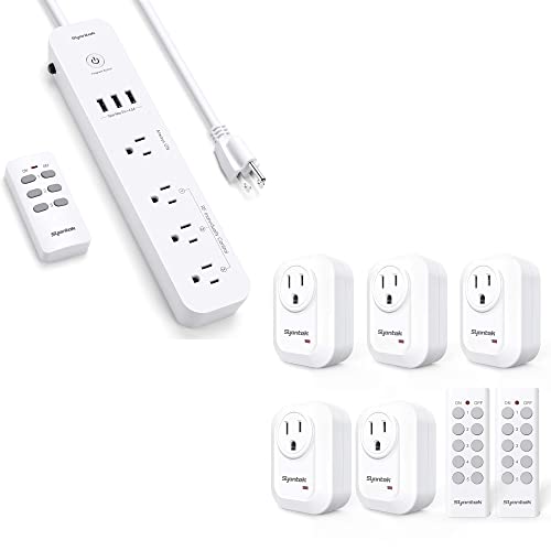 Happylineoutdoor Indoor Remote Control Outlet Power Strip Weatherproof, Expandable Wireless Electrical Plug in Light Switch, 15 Amp Heavy Duty, 7-Inch