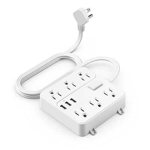 HEZI Flat Plug Power Strip with USB Ports