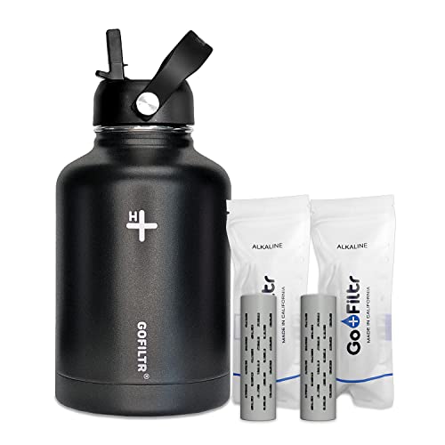 GOFILTR Water Bottle (50 oz) + 2 Alkaline 9.5 pH Infusers