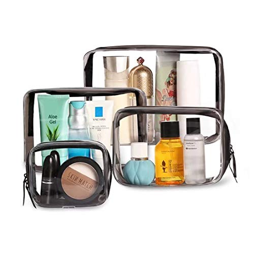 Clear Black Makeup Bags Set for Travel Toiletries