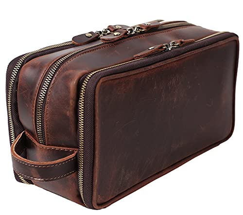 Leather Toiletry Bag for Men Travel Shaving Dopp Kit