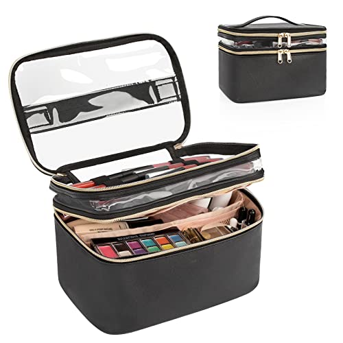 Double Layer Makeup Bag with Adjustable Dividers