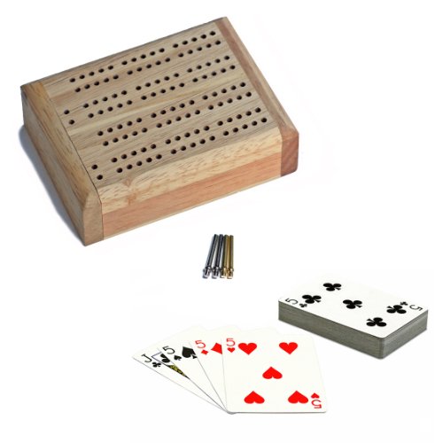 Wooden Travel Cribbage Board Set