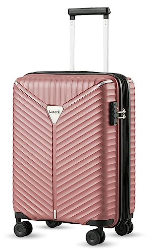 LUGGEX 20 Inch Rose Gold Carry on Luggage with Spinner Wheels