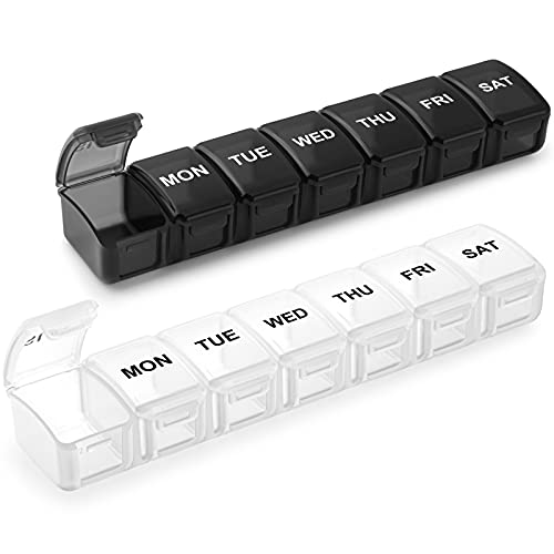 Travel-Friendly Small Pill Organizer: 2 Times a Day, 2 Pack 7 Day Pill Box 1 Time a Day