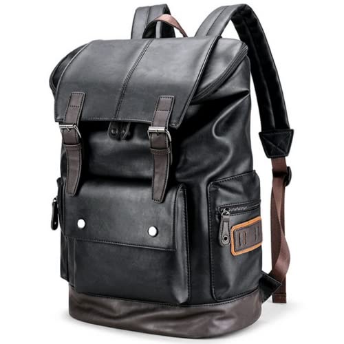 CHAO RAN Vintage Leather Laptop Backpack
