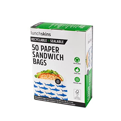 Lunchskins Recyclable Food Storage Sandwich Bags Shark, 50ct