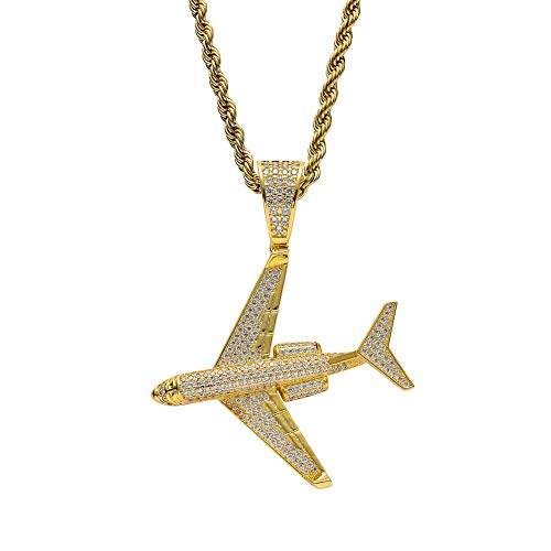 Moca Jewelry Airplane Pendant Gold Necklace