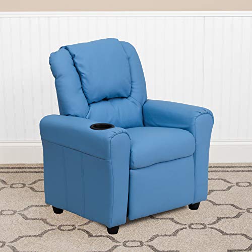 Emma + Oliver Kids Recliner with Cup Holder and Headrest