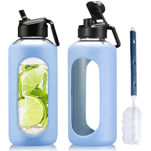 BLUEGO 64oz Glass Water Bottles
