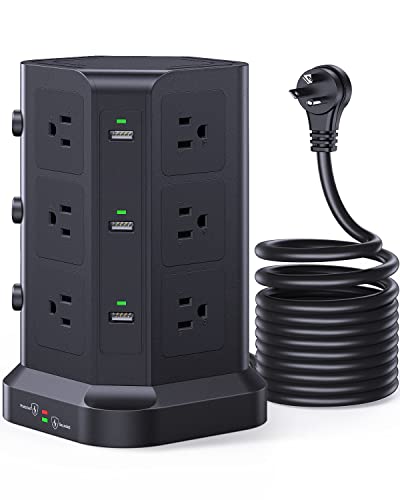 KOOSLA Surge Protector Power Strip Tower - Charge up to 18 devices simultaneously!