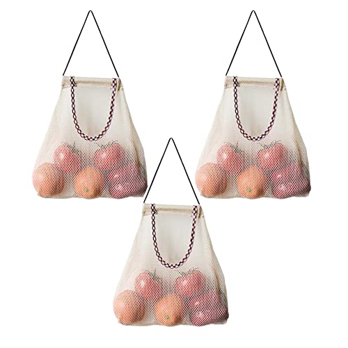Set of 3 Hanging Reusable Storage Mesh Bags