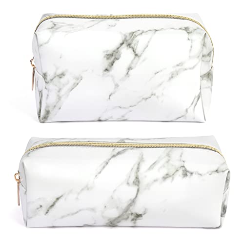 Small Makeup Bag with Zipper Pouch - Marble