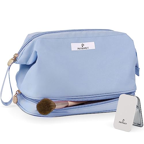 Travel Makeup Bag: Pocmimut Double-Layer Cosmetic Bag for Women