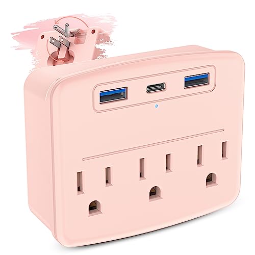 Foldable Pink Cruise Power Strip with USB C Outlets