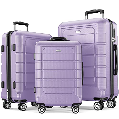 SHOWKOO Expandable Luggage Sets - Lavender Purple