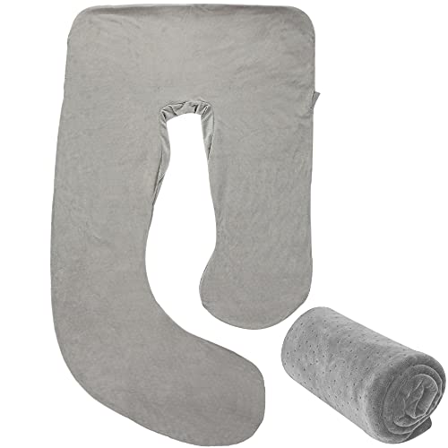AMCATON U-Shaped Pregnancy Pillow Cover, Grey