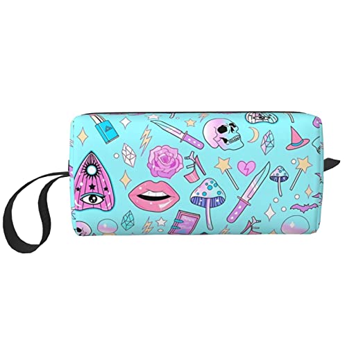 Skull Pink Makeup Bag Small Toiletry Travel Bag