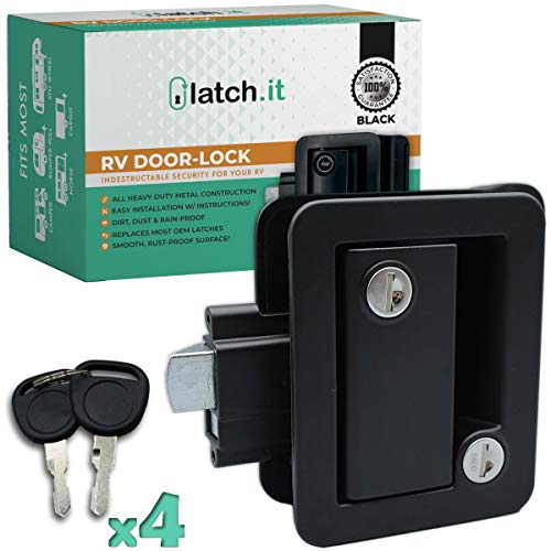 Durable Black RV Door Latch with Four Keys - LATCH.IT