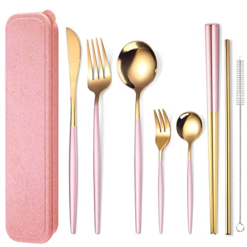 AARAINBOW 8-Piece Stainless Steel Travel Utensil Set