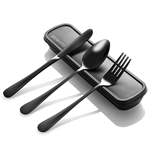 Travel Utensils with Case 4 Sets Reusable Utensils Set with Case Portable  Cutlery Set Knives Fork and Spoon Set for Lunch Box Accessories Camping Utensil  Set Flatware Sets for Outdoor