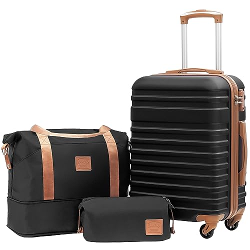 Coolife Suitcase Set 3 Piece Luggage Set Carry On Hardside Luggage with TSA Lock Spinner Wheels