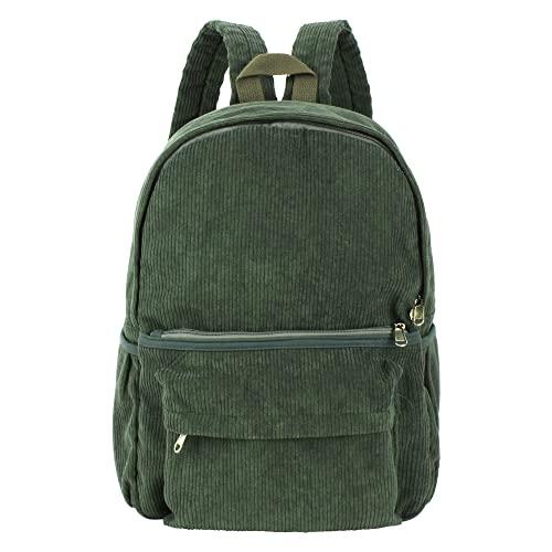 Large Corduroy Backpack for Travel and College, Green