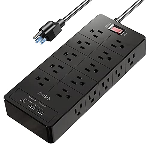 Versatile Power Strip Surge Protector with USB Ports