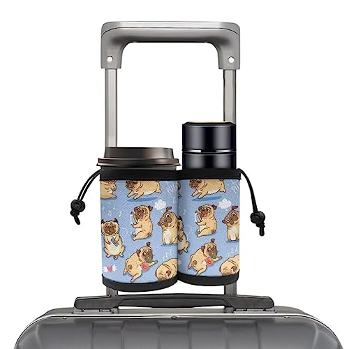 Cute Pug Luggage Travel Cup Holder
