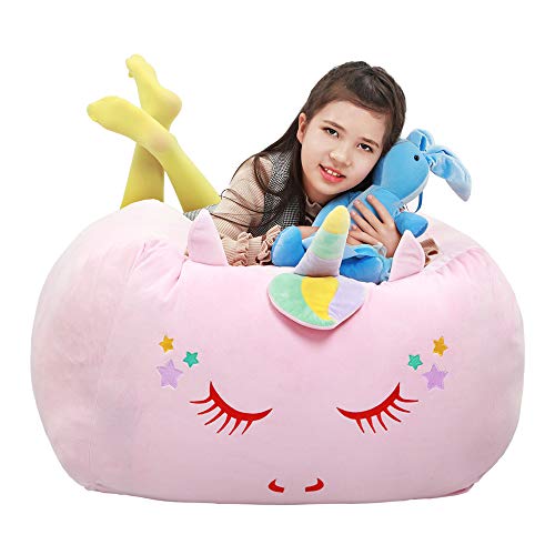 Magical Unicorn Stuffed Animal Toy Storage and Bean Bag Chair Cover