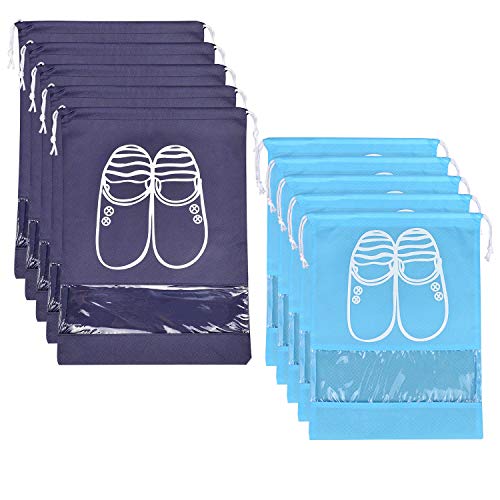 SPIKG Travel Shoe Bags with Drawstring and Transparent Window