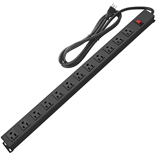 Wall Mount Power Strip with 12 AC Outlets