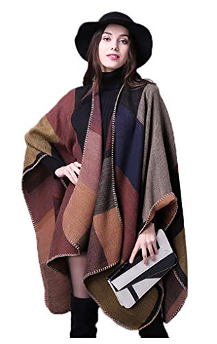 Epsion Women's Color Block Shawl Wrap Poncho