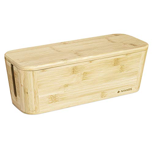 Bamboo Cable Storage Box Organizer