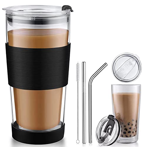 Glass Tumbler with Straw and Leak-proof Lid