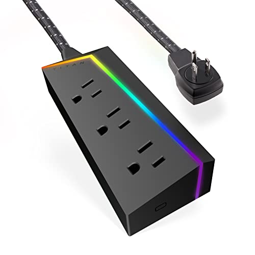 Titan 3-Outlet Power Strip with LED Light Strip